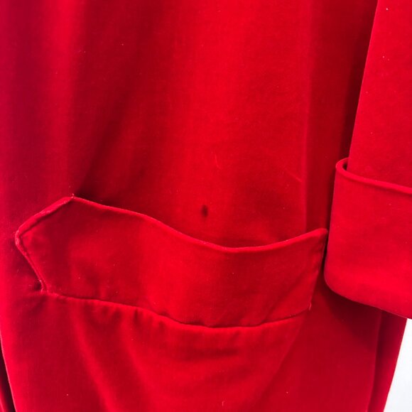Womens vintage red velvet coat SZ L - long open coat with ¾ sleeves Fully lined - Picture 6 of 8